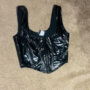 Fashion Nova Glossy Black Crop Top